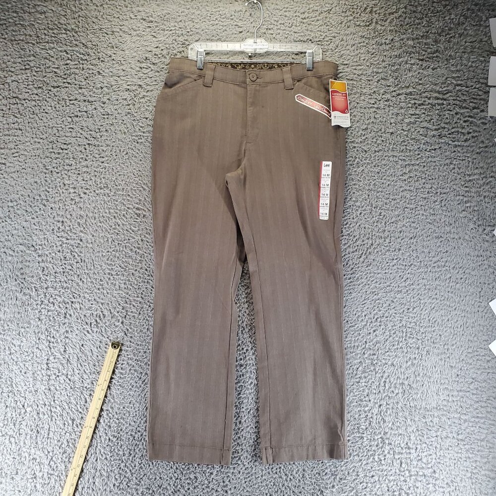 Lee Pants Womens 14 Brown Comfort Fit Stretch Eased Fit Straight-Leg *NWD-Read*
